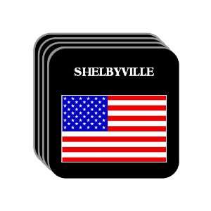 US Flag   Shelbyville, Indiana (IN) Set of 4 Mini Mousepad Coasters