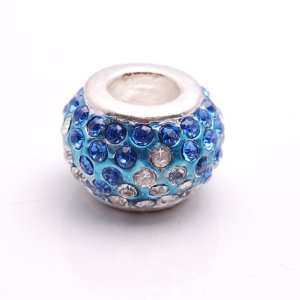  Bleek2Sheek Crystal Rhinestone Blue and Clear Charm Bead 