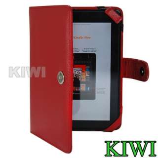   Red Folio Carry Case Cover for  Kindle Fire Tablet   PU Leather