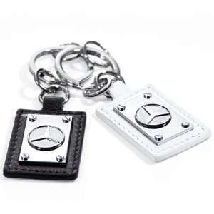  Mercedes Leather Plaque Key Ring White Automotive