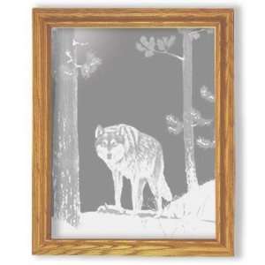 Shadow Hunter Wolf Etched Glass Rectangle Mirror