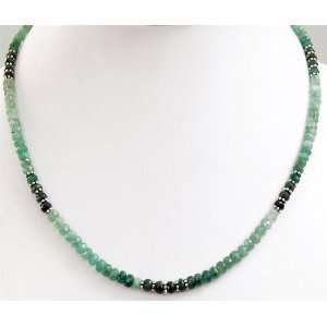   Single Strand Natural Faceted Shaded Emerald Beaded Necklace Jewelry