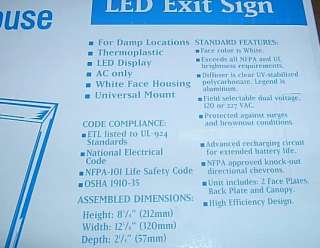 WESTINGHOUSE LED RED EXIT SIGN SIGNS BATTERY BACKUP NEW  