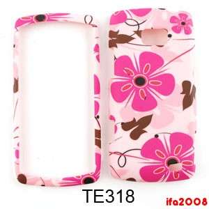 FOR LG ALLY APEX AXIS VS740 PINK FLOWER BROWN CASE COVER SKIN 