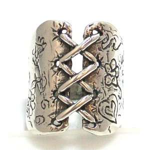    Island Cowgirl Sterling Silver Plated Corset Ring   Size 7 Jewelry