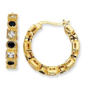    Sterling Silver Gold Plated CZ Hoop Earrings Arts, Crafts & Sewing