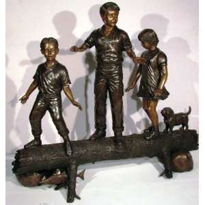   Galleries SRB49499 Children and Dog on Log   Bronze
