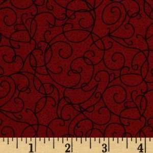  110 Flannel Quilt Backing Scroll Cranberry Fabric By The 