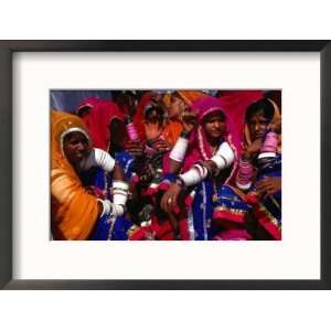 Group of Tribal Rajasthani Women, Pushkar, Rajasthan, India Framed 