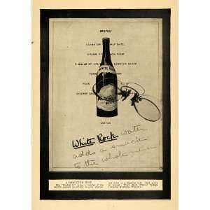  1903 Ad Mineral Water White Rock Bottle Menu Digestion 