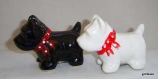 Black and White Scottie Dogs Salt & Pepper Set Vintage  