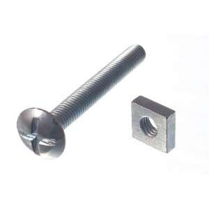 ROOFING BOLT CROSS HEAD 6MM M6 X 50MM LENGTH BZP WITH SQUARE NUTS 