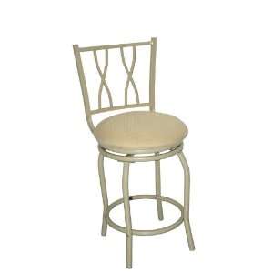  24H Beige Crossback Metal Swivel Counter Height Stool 