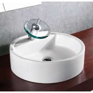  Round Porcelain Ceramic Single Hole Countertop Bathroom Vessel Sink 