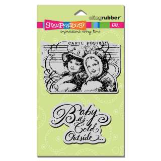   RUBBER STAMPS CLING COLD PAIR SET BABY ITS COLD OUTSIDE STAMP SET