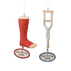  Cast and Crutch Christmas Ornament Set of 2 Sports 