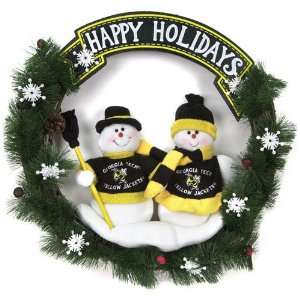   Yellowjackets NCAA Snowman Christmas Wreath (20)