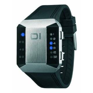   Split Screen Blue LED Stainless Steel Polyurethane Watch by 01TheOne