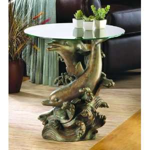  Seafaring Dolphin Accent Table   Style 13073