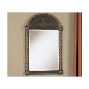  Powell Masterpiece Black Wall Mirror with Floral Design 