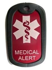 Red Medical Alert Engraved Medic ID Military Dog Tag  
