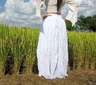  Wide Maxi Skirt   Light Summer Crinkled Gypsy Cotton   White   size XL