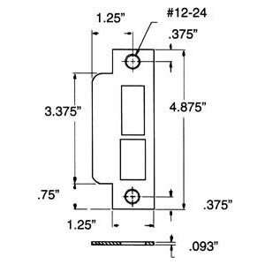   Curved Lip Entrance Mortise Strike with 1 1/2, 2, 2 1/2 Backset