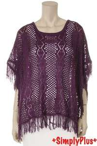 NEW WOMENS PLUS SIZE PULL OVER CROCHET PONCHO TOPS 1X 2X 3X *multiple 