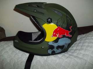 RedBull Helmet MX Mil.Green with mohawk skull  