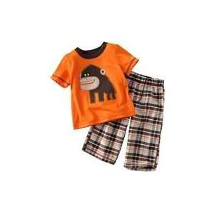  Carters Plaid Monkey Pajama Set 3T Baby
