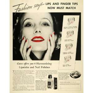  1935 Ad Cutex Nail Polish Lipstick Cosmetics Makeup 