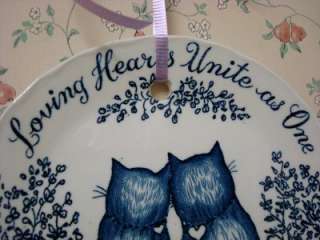 Royal Crownford Ironstone Blue White Loving Cat Plate  