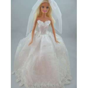   White Wedding Dress Fits 11.5 Barbie Dolls (No Doll) Toys & Games