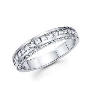 Size  9.5   14k White Gold Princess Cut Diamond Wedding Ring Band 1 