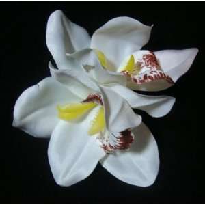  White Cymbidium Orchid Flower Hair Clip Beauty
