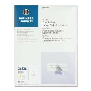  Business Source 26136 Block Out Labels, Full Sheet, 8 1/2 