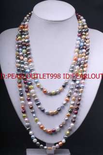 100 LONG COLORFUL CULTURED FRESHWATER PEARL NECKLACE  