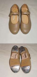 childs Sansha tap shoes ~ tan, QC1008, B ~ velcro clasp  