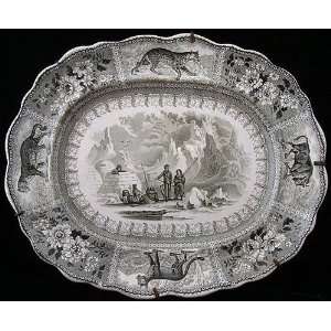  Rare Staffordshire ARCTIC SCENERY Platter ~ 1835 