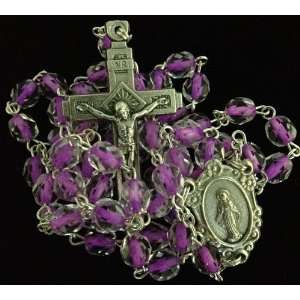   Italian Hand Made Pink Glass Catholic Rosary 21in long