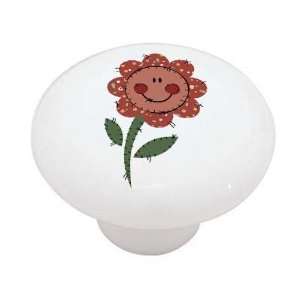    Smiley Face Flower High Gloss Ceramic Drawer Knob