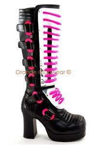 DEMONIA Womens Cyber Raver Gothic UV Blacklight Boots 885487487724 