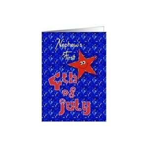  First 4th of July Smiley Star for Nephew Card Health 