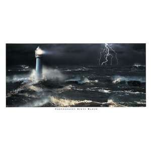  Lightning at the Lighthouse by Steve Bloom. Size 16.50 X 