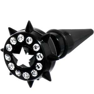    Black Acrylic Spiked White Star Fake Taper Ear Plug Jewelry