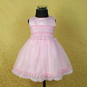 D10 Flower Girl Party Bridesmaid Wedding Pageant Dress in white,pink 