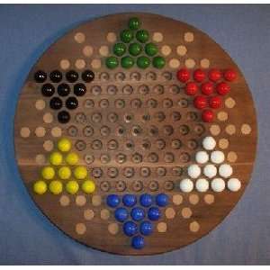 Wooden Marble Game Board   Chinese Checkers   Oiled  18 Circle, Black 