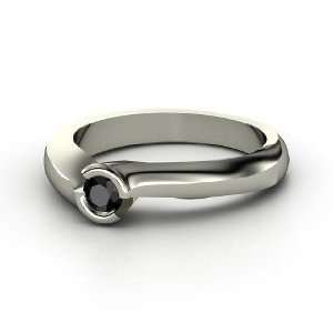  Monica Ring, Round Black Diamond Palladium Ring Jewelry