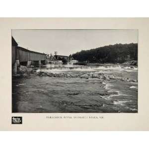  1903 Merrimack River Hooksett Falls Covered Bridge NH 