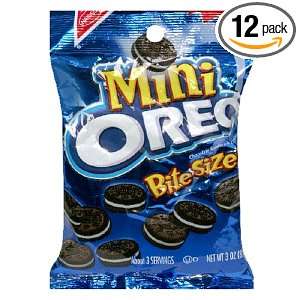 Oreo Mini Chocolate Sandwich Cookies, 3 Ounce Packages (Pack of 12 